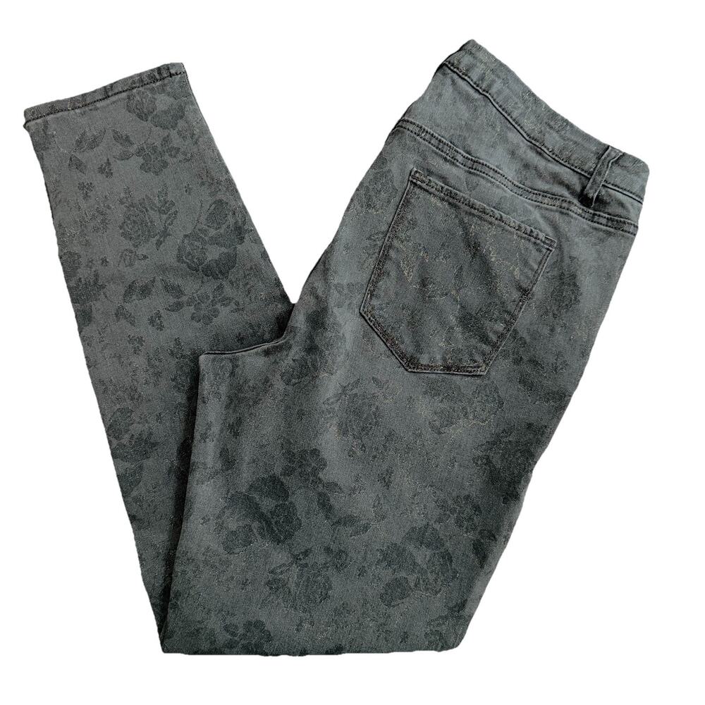 Womens SIMPLY VERA WANG Sz 12 Gray Skinny Jeans Gold Metallic Detail 28.5” Ins